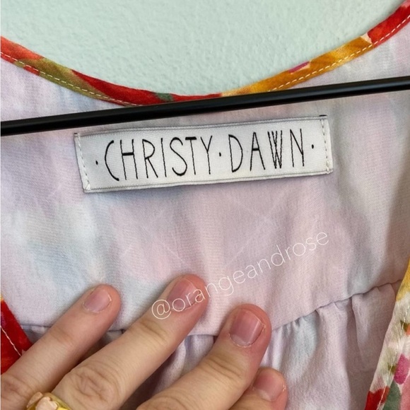 Christy Dawn White Pink Yellow Watercolor Floral The Dawn Dress Maxi Medium M - Picture 9 of 9